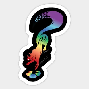 Rainbow Fox in Question Sticker